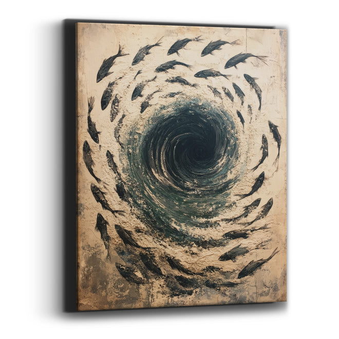 Swirling Fish Vortex Abstract Canvas Wall Art