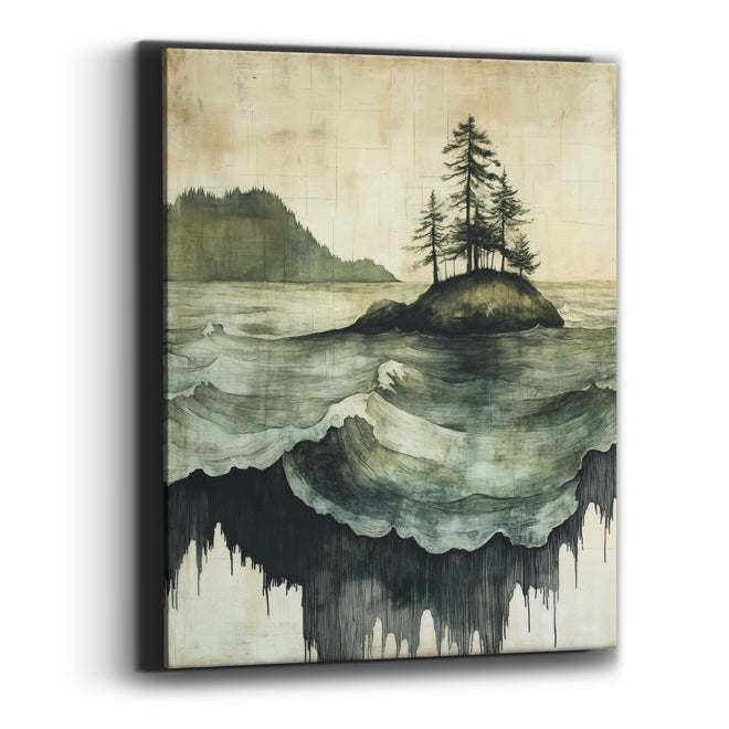 Evergreen Island Rolling Waves Japandi Canvas Wall Art