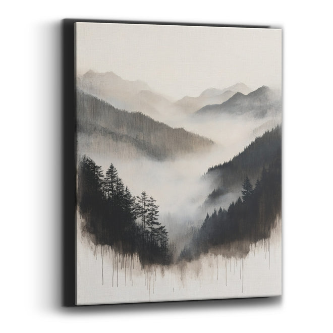 Dripping Ink Pine Valley Sumi Canvas Wall Art