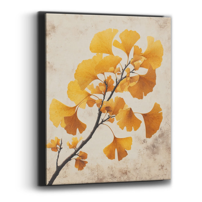 Ginkgo Crackled Parchment Study Canvas Wall Art
