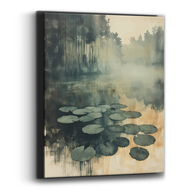 Amber Reed Pond Lily Cluster Watercolor Canvas Wall Art