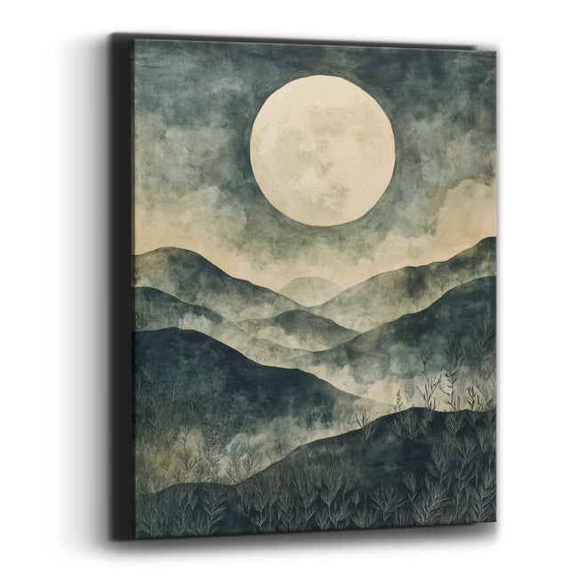 Pale Moon Misty Hills Japandi Canvas Wall Art