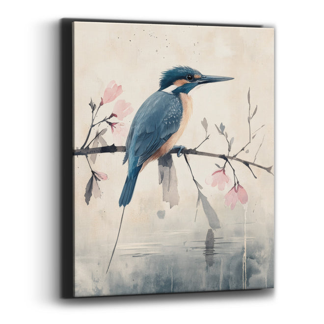 Kingfisher Magnolia Reflection Watercolor Canvas Wall Art
