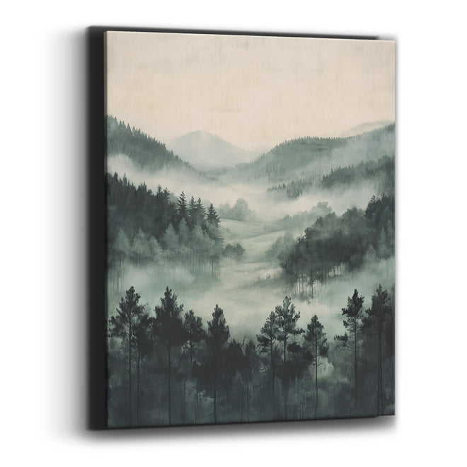 Misty Pine Meadow Japandi Canvas Wall Art