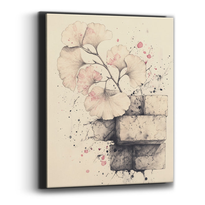 Ginkgo Stacked Bricks Drawing Canvas Wall Art