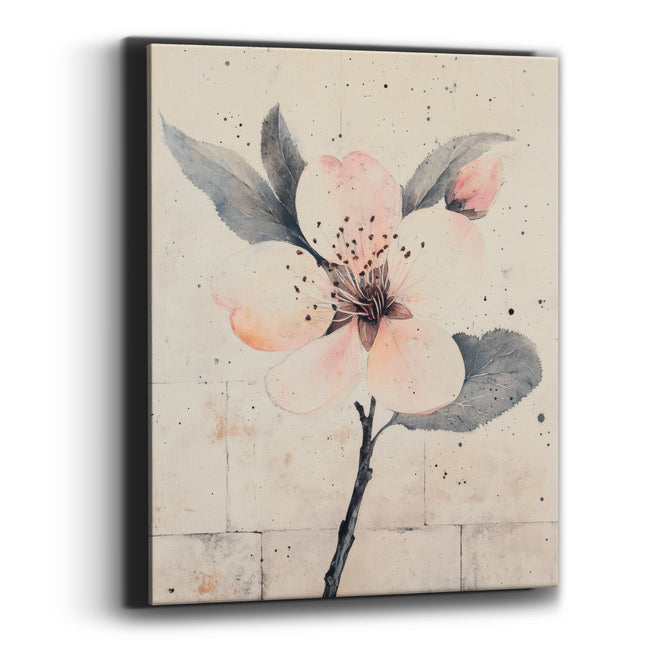 Peach Petal Bud Speckled Botanical Canvas Wall Art