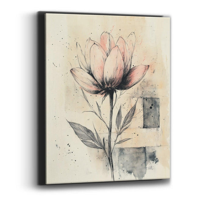 Blush Open Tulip Sketch Japandi Canvas Wall Art