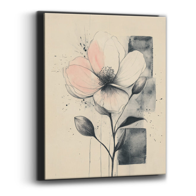 Blush Flower Twin Buds Sketch Canvas Wall Art