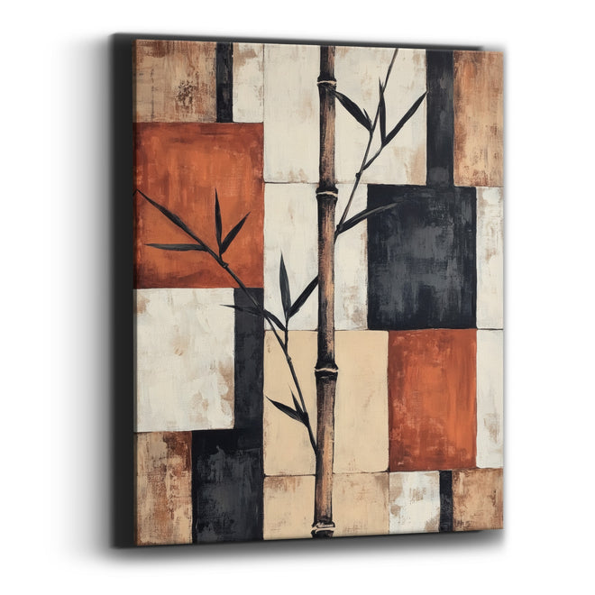 Bamboo Stalk Geometric Japandi Canvas Wall Art