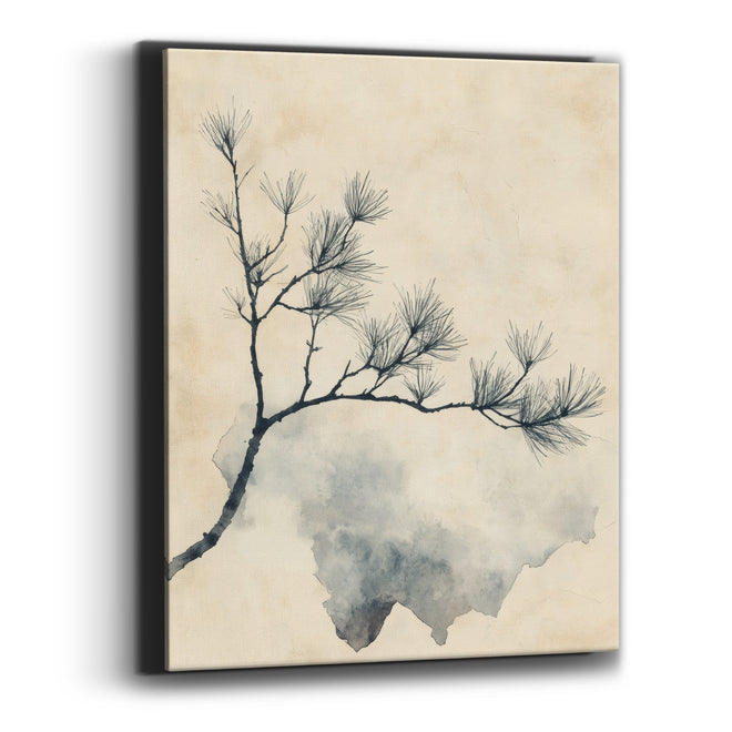 Ink Pine Bough Japandi Botanical Canvas Wall Art