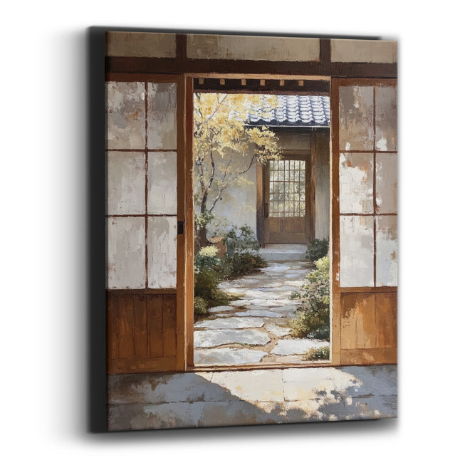 Japanese Garden Doorway Stone Path Canvas Wall Art