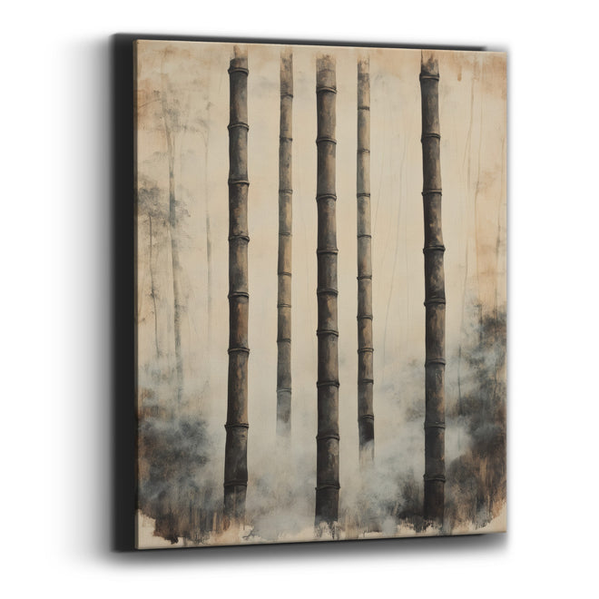 Misted Bamboo Stalks Japandi Zen Canvas Wall Art