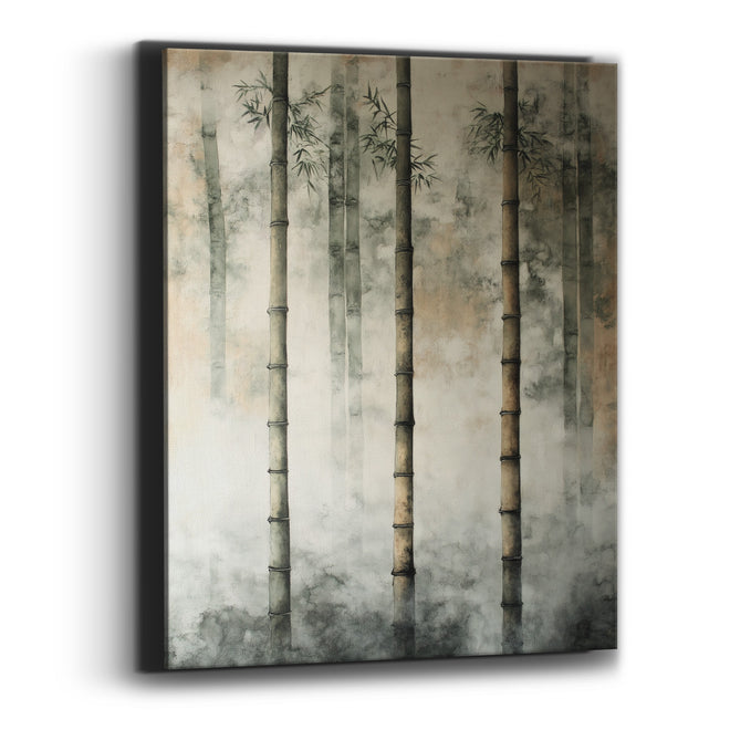 Three Bamboo Stalks Plaster Japandi Canvas Wall Art