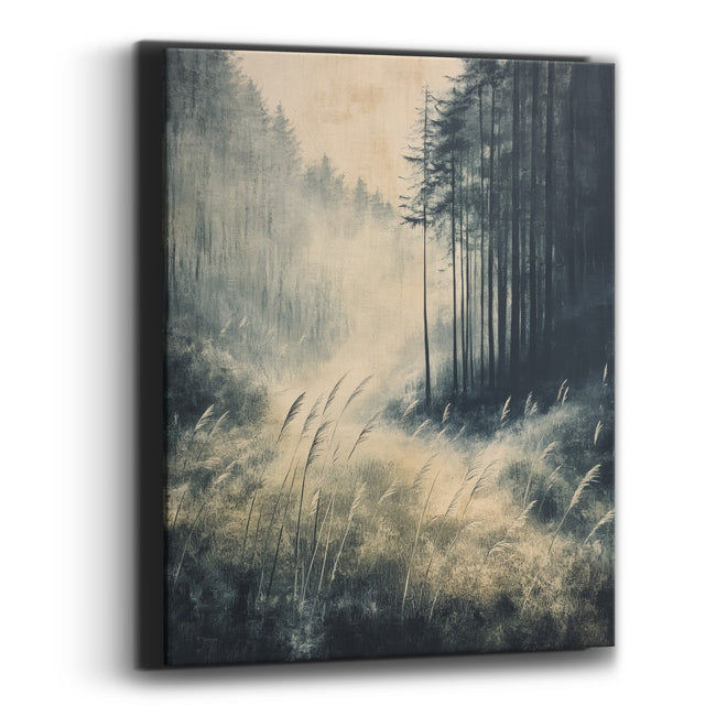 Misty Forest Grasses Zen Landscape Canvas Wall Art
