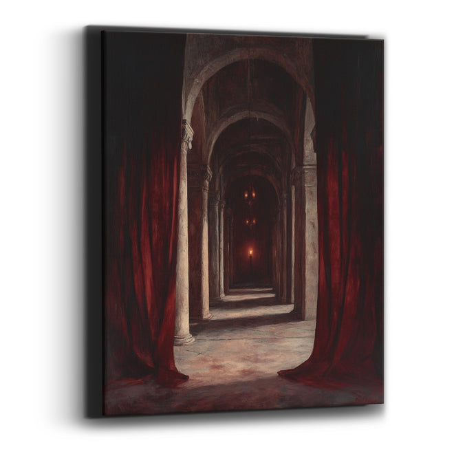 Crimson Curtain Archway Gothic Drama Canvas Wall Art
