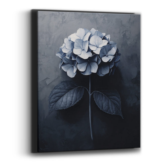 Navy Hydrangea Bloom Moody Botanical Canvas Wall Art