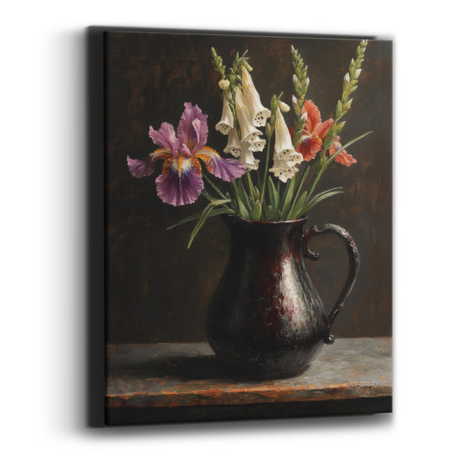 Lavender Iris Upright Foxglove Dramatic Canvas Wall Art