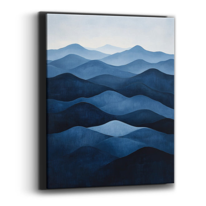 Pale Sky Indigo Ridges Minimalist Canvas Wall Art