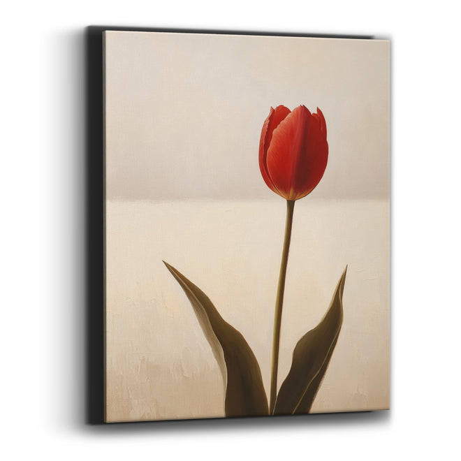 Lone Red Tulip Minimalist Floral Canvas Wall Art