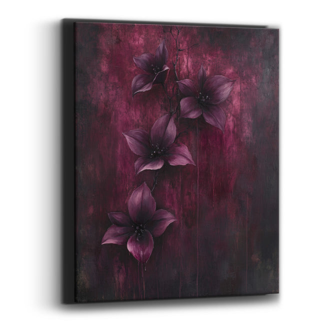 Burgundy Plum Bloom Cascade Botanical Canvas Wall Art
