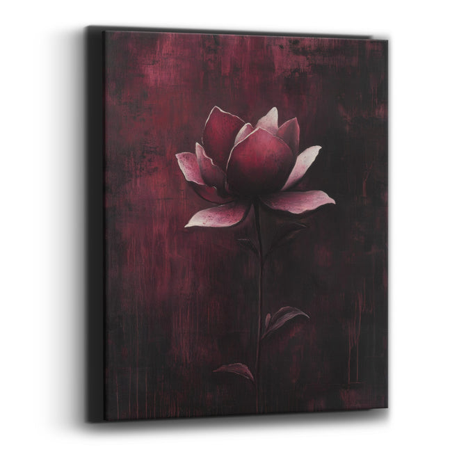 Wine Lotus Drip Backdrop Moody Canvas Wall Art