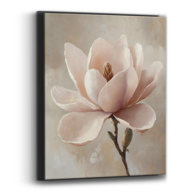 Open Blush Magnolia Painterly Bloom Canvas Wall Art