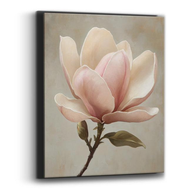 Blush Magnolia Bloom Floral Elegance Canvas Wall Art
