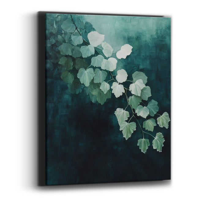 Teal Maidenhair Leaf Cascade Botanical Canvas Wall Art
