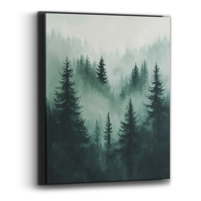 Misty Spruce Forest Lodge Style Canvas Wall Art