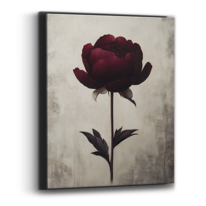 Minimalist Wine Peony Pale Wash Canvas Wall Art
