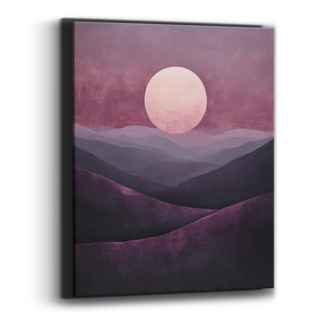 Aubergine Moonrise Hills Abstract Landscape Canvas Wall Art