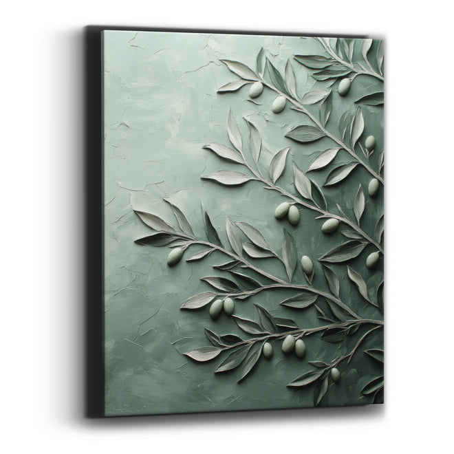 Sage Green Olive Branch Botanical Canvas Wall Art