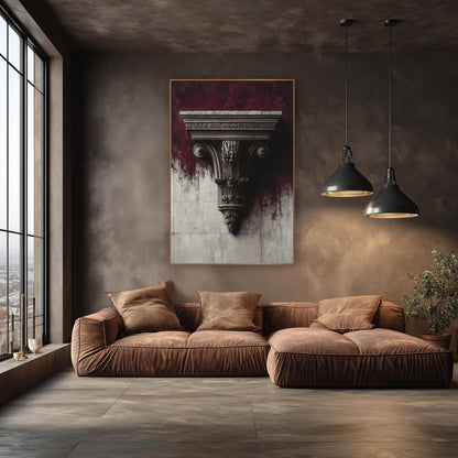 Burgundy Carved Bracket Classical Luxe wall art in an elegant modern room – carved classical bracket with scrolled