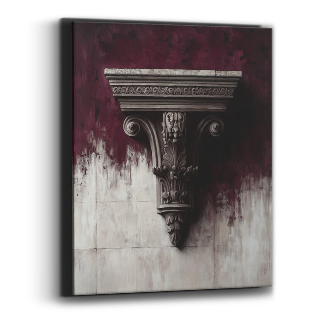 Burgundy Carved Bracket Classical Luxe Canvas Wall Art