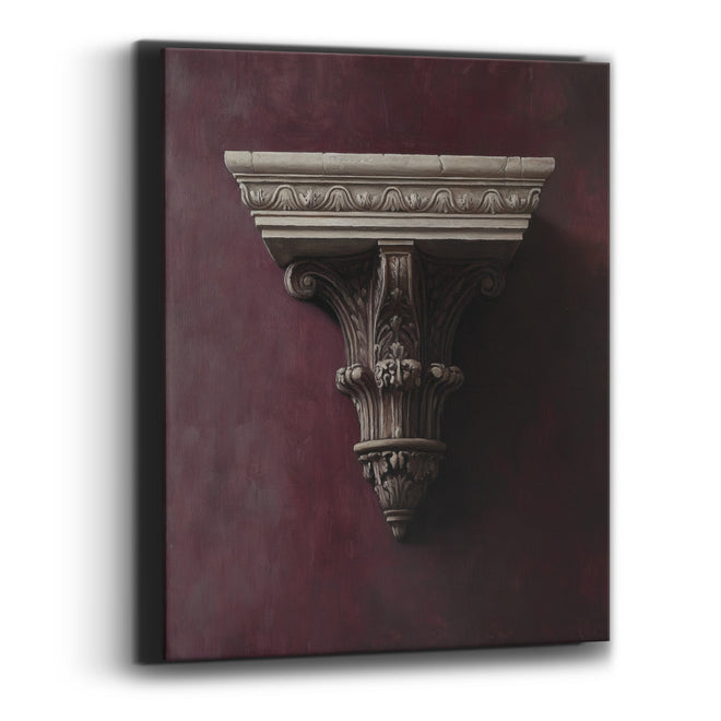 Carved Corbel Fragment Burgundy Classical Canvas Wall Art