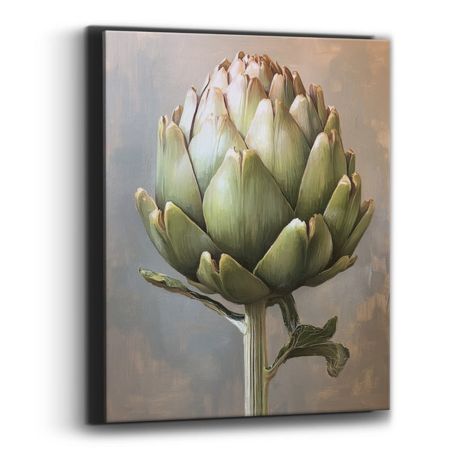 Sage Artichoke Bloom Contemporary Botanical Canvas Wall Art