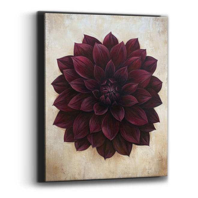 Burgundy Dahlia Bloom Classic Floral Canvas Wall Art