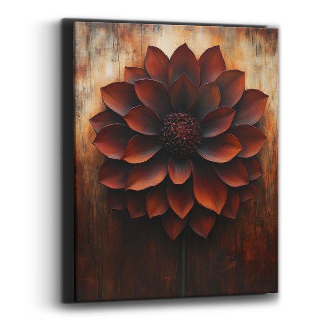 Rust Red Dahlia Bloom Botanical Canvas Wall Art