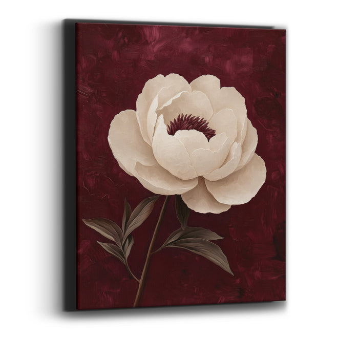 Cream Peony Burgundy Glam Decor Canvas Wall Art