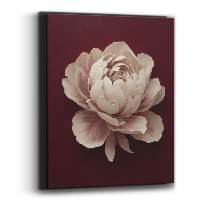 Ivory Peony Moody Burgundy Classic Canvas Wall Art