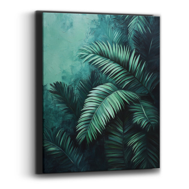 Emerald Palm Fronds Moody Botanical Canvas Wall Art