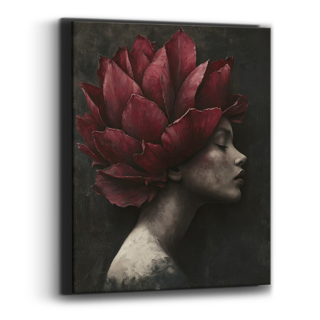 Crimson Petal Crown Portrait Luxury Canvas Wall Art