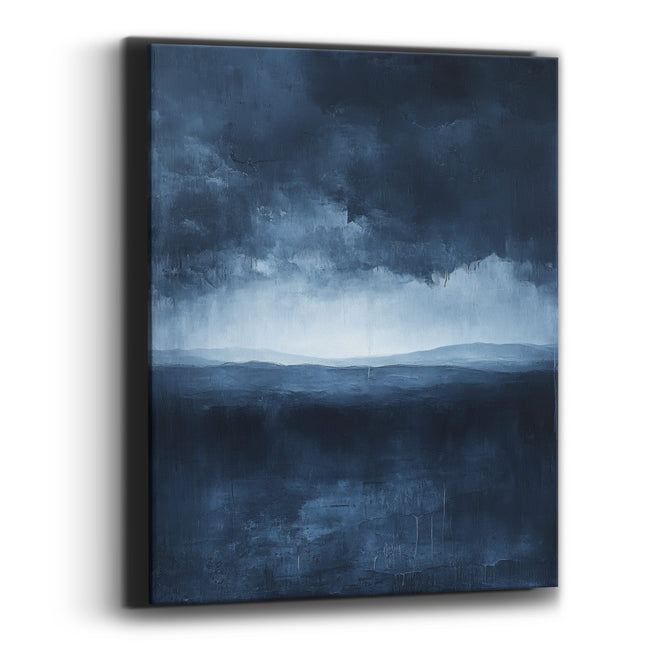 Midnight Blue Horizon Abstract Landscape Canvas Wall Art