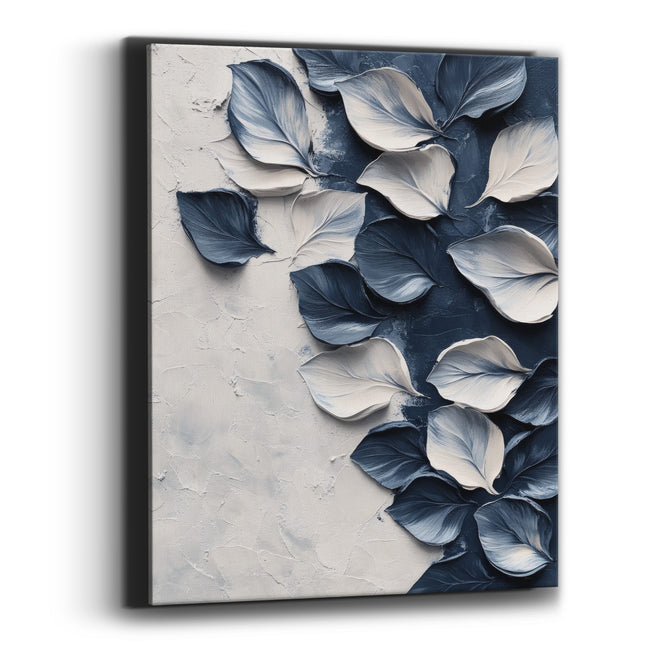 Navy and Cream Petals Abstract Canvas Wall Art