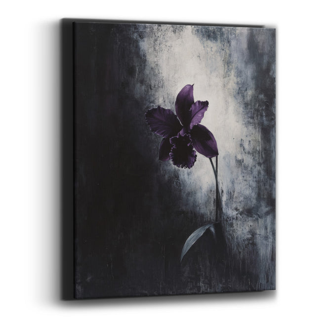 Leaning Orchid Leaf Weathered Backdrop Canvas Wall Art