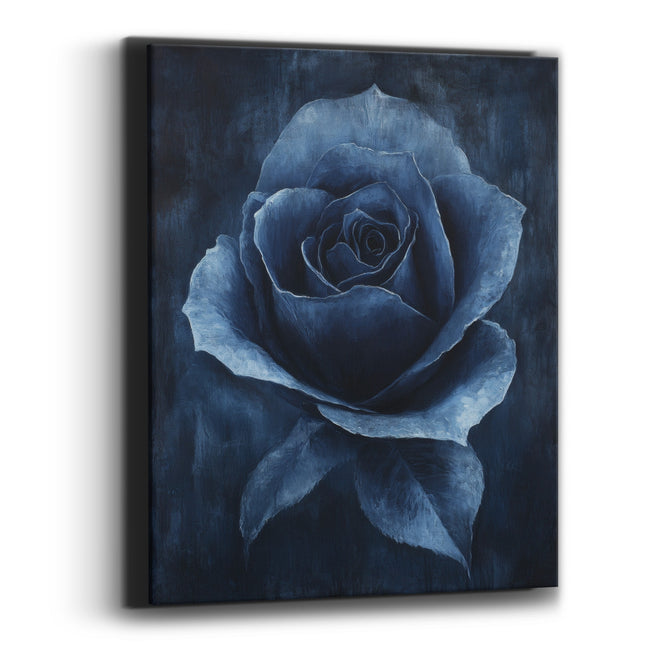 Midnight Navy Rose Floral Luxe Canvas Wall Art