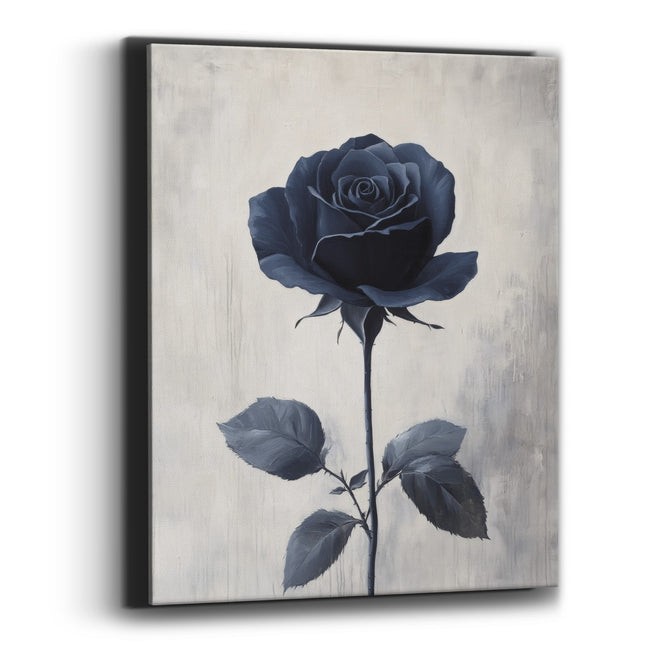Navy Rose Tall Stem Minimal Canvas Wall Art
