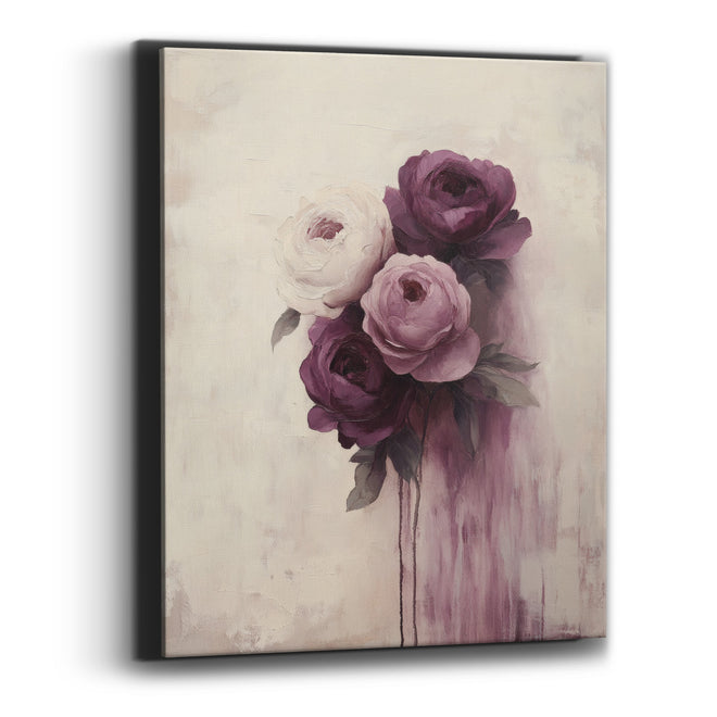 Plum and Cream Peony Bouquet Floral Canvas Wall Art