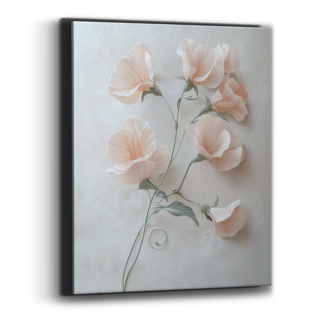 Blush Sweet Pea Romantic Floral Canvas Wall Art