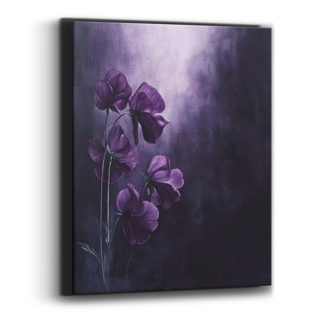 Plum Sweet Pea Glow Floral Canvas Wall Art